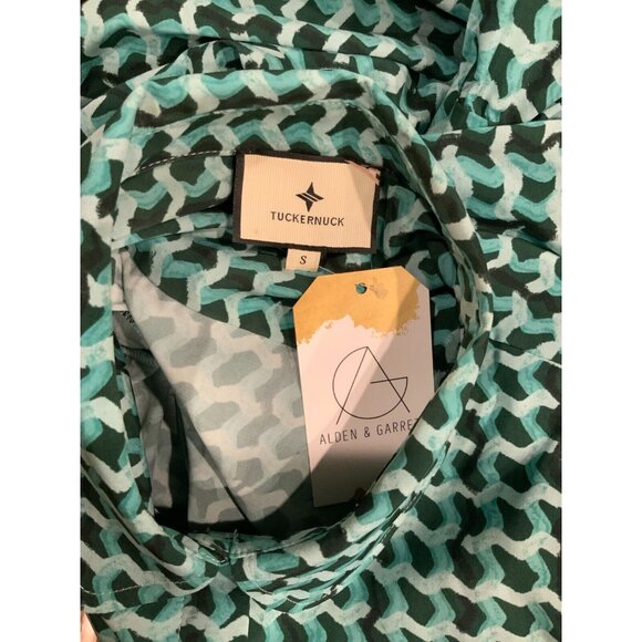 Tuckernuck Green White Wavy Striped Geometric Hayes Dress, Size Small - Picture 7 of 7